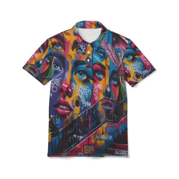 Mural de Vida Graffiti Polo Shirt - Artistic Unisex AOP Tee, Streetwear Style, Unique Graphic Design, Festival Fashion, Gift Idea
