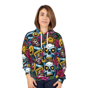 Colorful Skull and Floral Unisex Hoodie | Vibrant Streetwear, Goth Style, Casual Outfits, Gifts for Him/Her, Trendy Fall Fashion