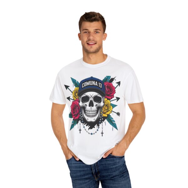 Skull & Rose Graphic Tee, Edgy Streetwear Shirt, Gothic T-Shirt, Unique Gift for Music Lovers, Casual Wear for Festivals - Image 5