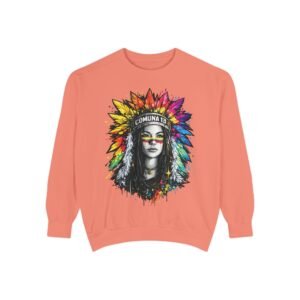 Native Headdress Graphic Sweatshirt — Colorful Tribal Portrait