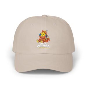 Una Chimba bear cap with embroidered character logo on beige streetwear hat