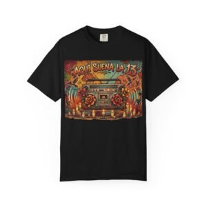 Aquí Suena La 13 T-Shirt — Comuna 13 Retro Boombox Music Tee